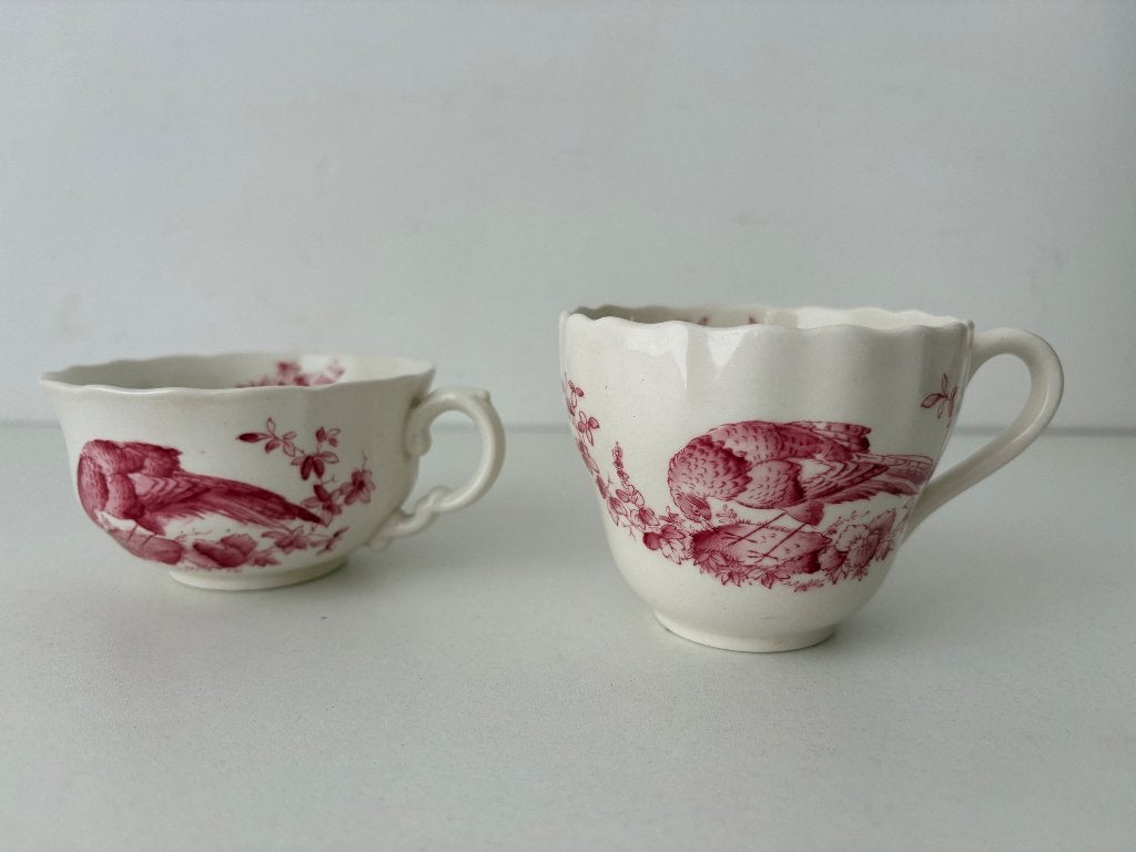 Antieke kopjes Spode 'Chelsea Bird' Red, Ophalen of Verzenden