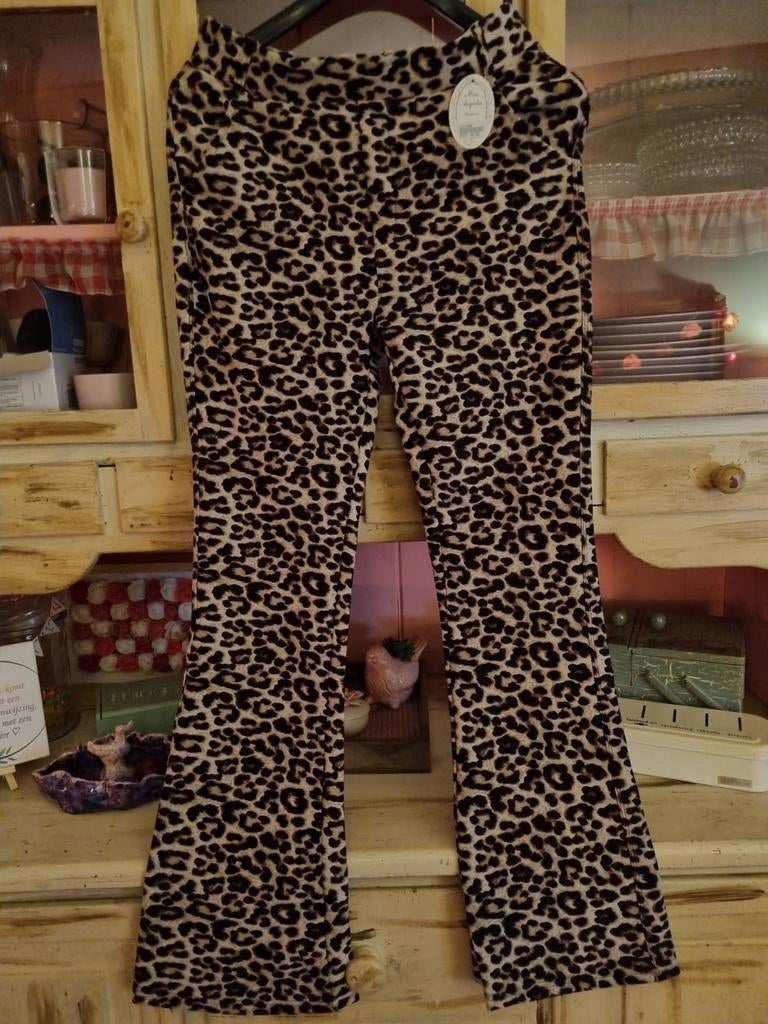 Comfy flared tregging panter, Kleding | Dames, Bruin, Maat 42/44 (L), Nieuw, Ophalen of Verzenden
