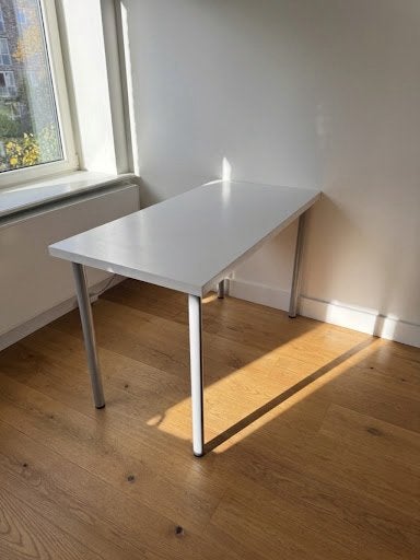 Desk White LINNMON ADILS 100x60x74 Bureau, Ophalen, Zo goed als nieuw, Rechthoekig, 50 tot 100 cm