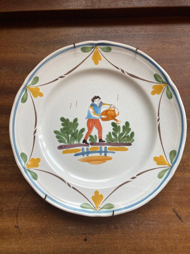 Handgeschilderd Frans decoratief bord - Vintage, Ophalen of Verzenden