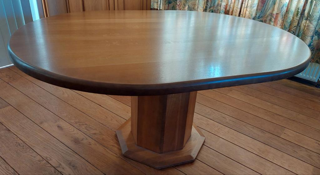 Eiken patine eettafel/tafelblad ovaal, Ophalen, Gebruikt, Rechthoekig, 50 tot 100 cm
