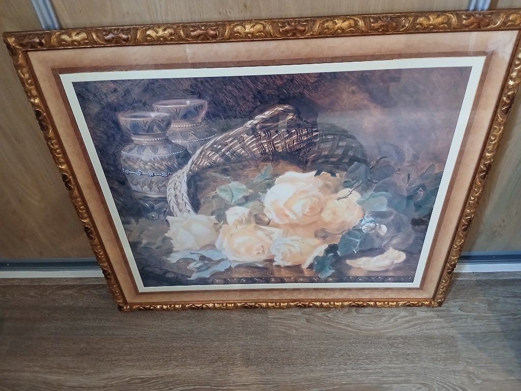 Schilderij, Ophalen, Achter glas, Bloemen