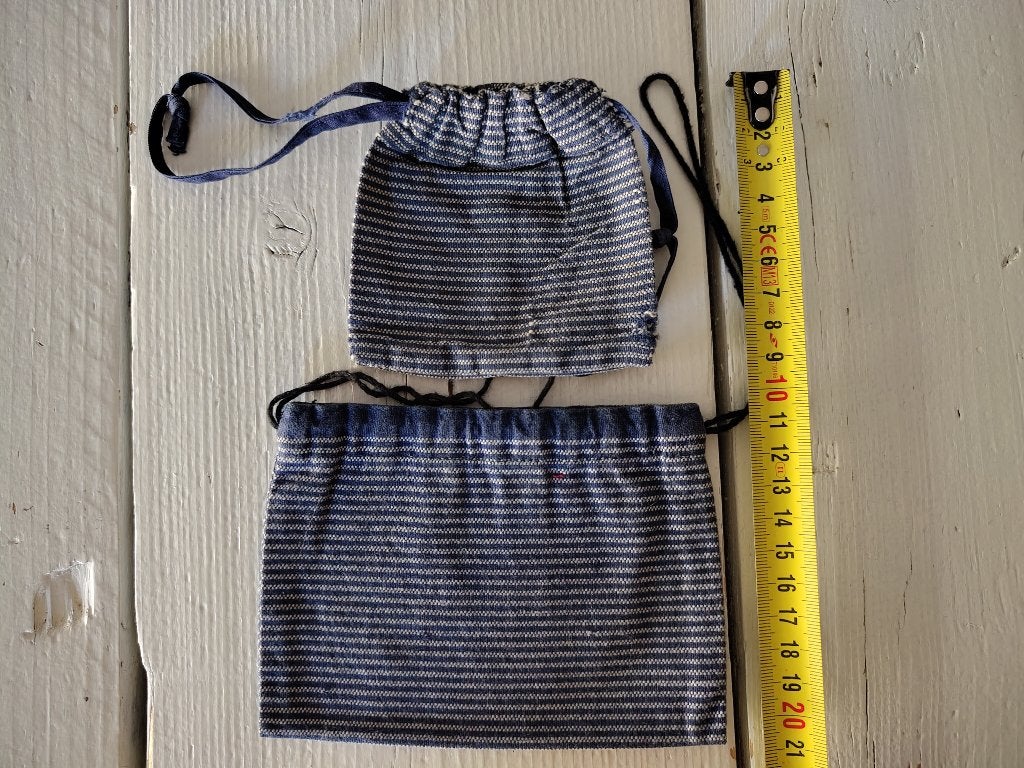 2 Oude, stoffen tasjes/zakjes - Hollandse stof, folklore, Hobby en Vrije tijd, Blauw, Nieuw, Ophalen of Verzenden, Katoen