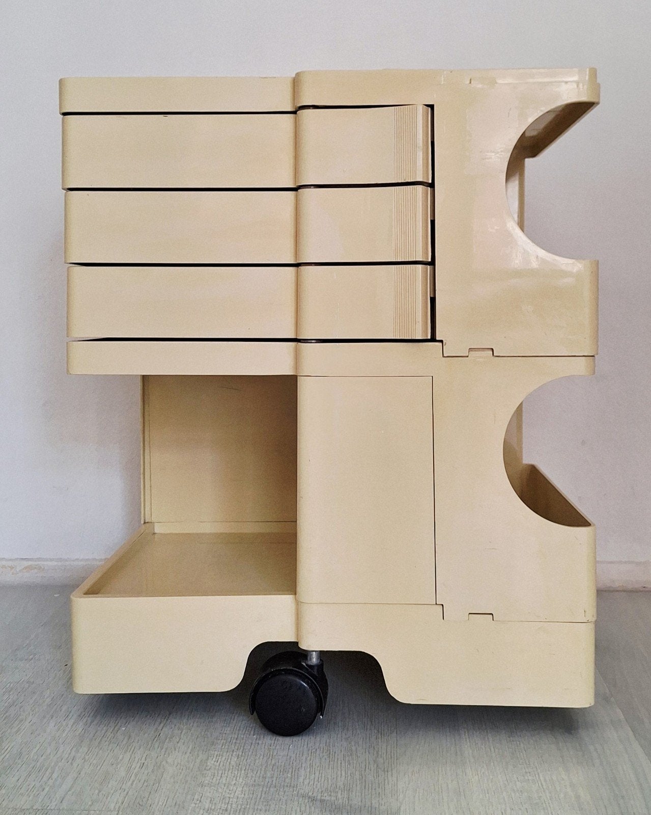 Boby Trolley Joe Colombo Space Age Ecru, Ophalen, 52 cm, Beige, Beweegbaar