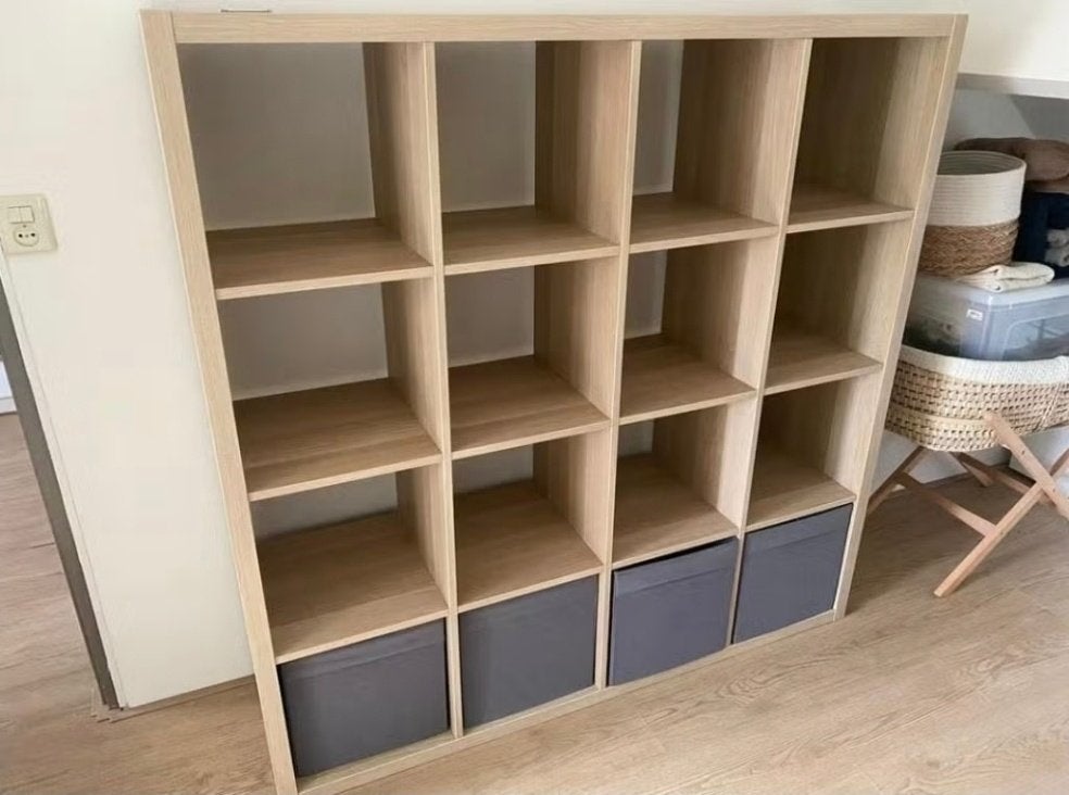 3x Kallax 16 vaks open kast vakkenkast 4x4 bruin Ikea, Ophalen, 100 tot 150 cm, 5 laden of meer, 100 tot 150 cm