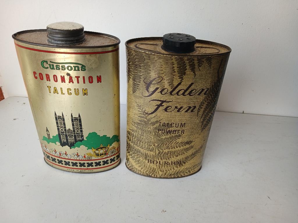 VINTAGE  2 grote bussen Bourjois en Cussons talkpoeder, Verzamelen, Verzenden, Nieuw, Overige typen, Gevuld
