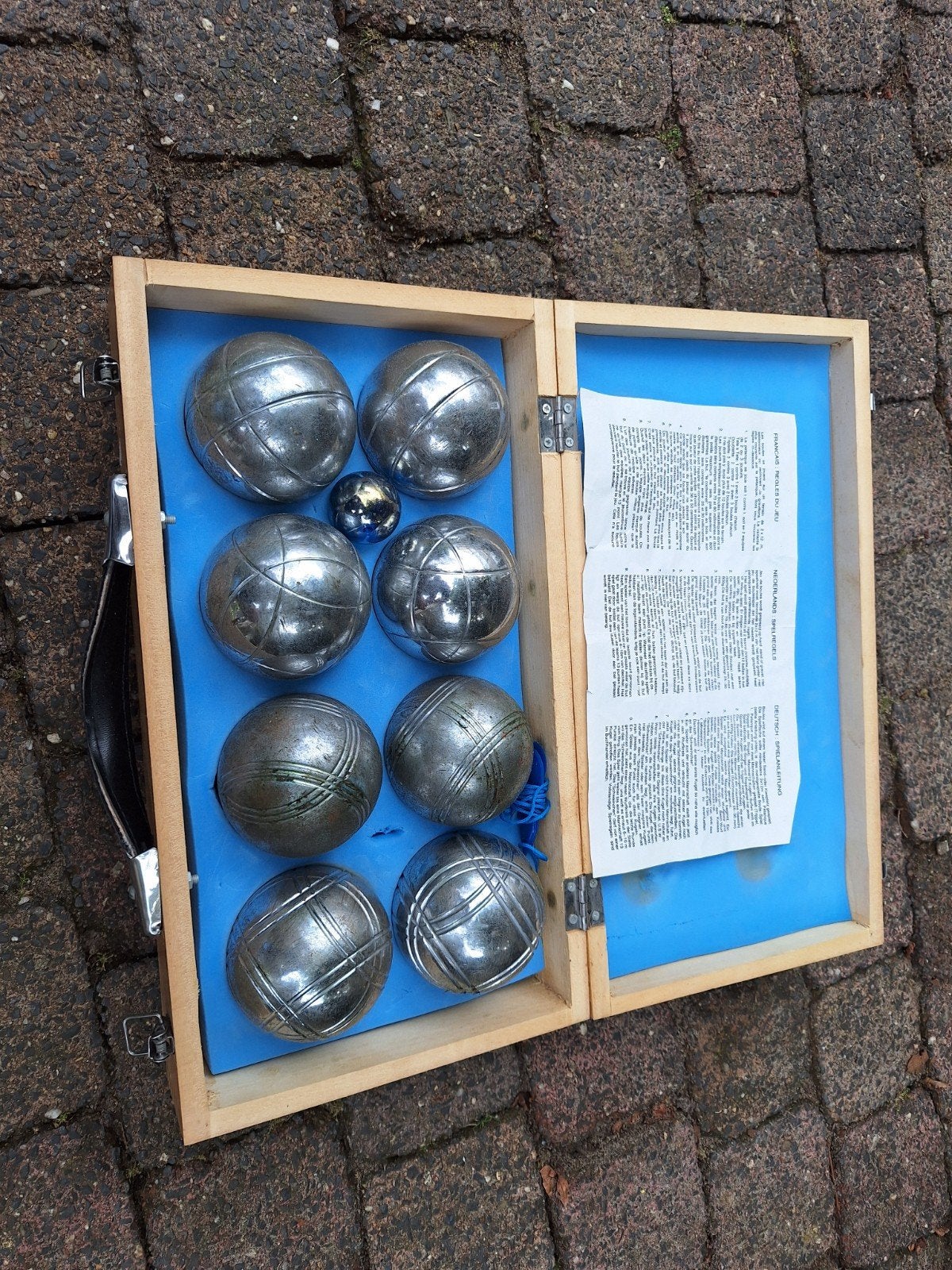 Jeu de Boules set in houten kist, Ophalen, Gebruikt