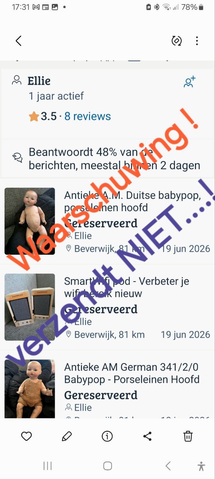 Antieke oude poppen, OPGELET! WAARSCHUWING!!!, Verzamelen, Poppen, Ophalen of Verzenden, Gebruikt, Pop