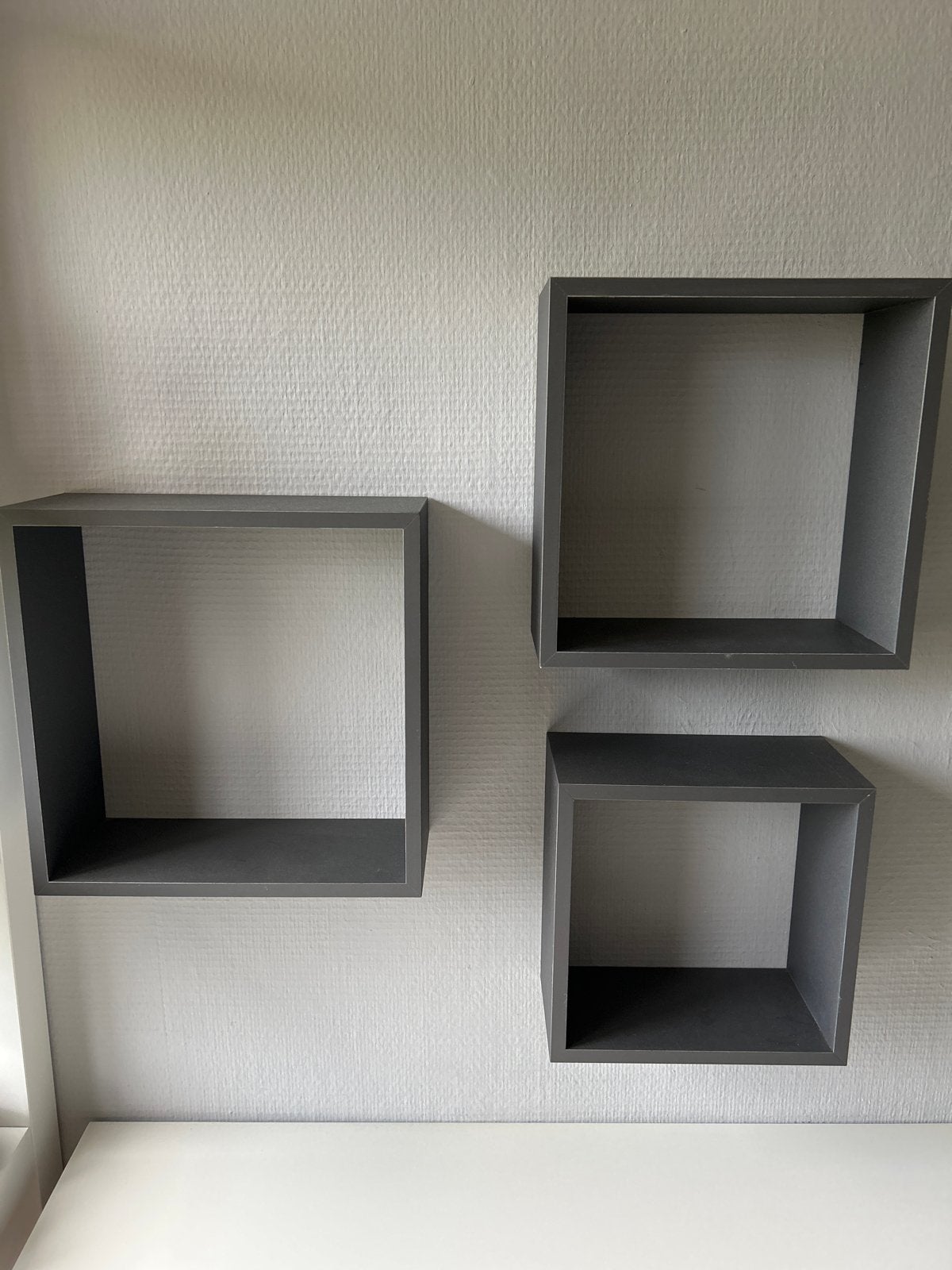 Set van 3 grijze kubus wandplanken, Ophalen of Verzenden, Gebruikt