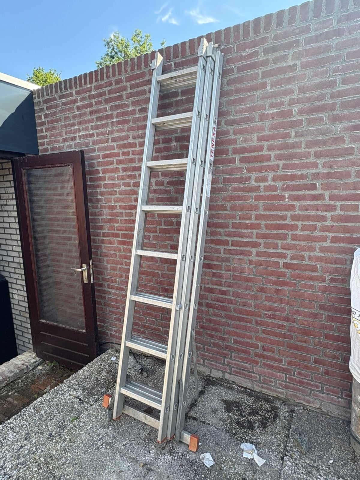 3- delige uitschuifbare ladder, Doe-het-zelf en Verbouw, Ophalen, Gebruikt, Ladder, Opvouwbaar of Inschuifbaar