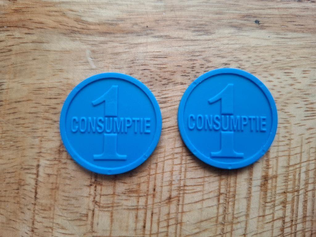 1000 Consumptiemunten (neutraal) met telbak munten, Ophalen of Verzenden, Gebruikt
