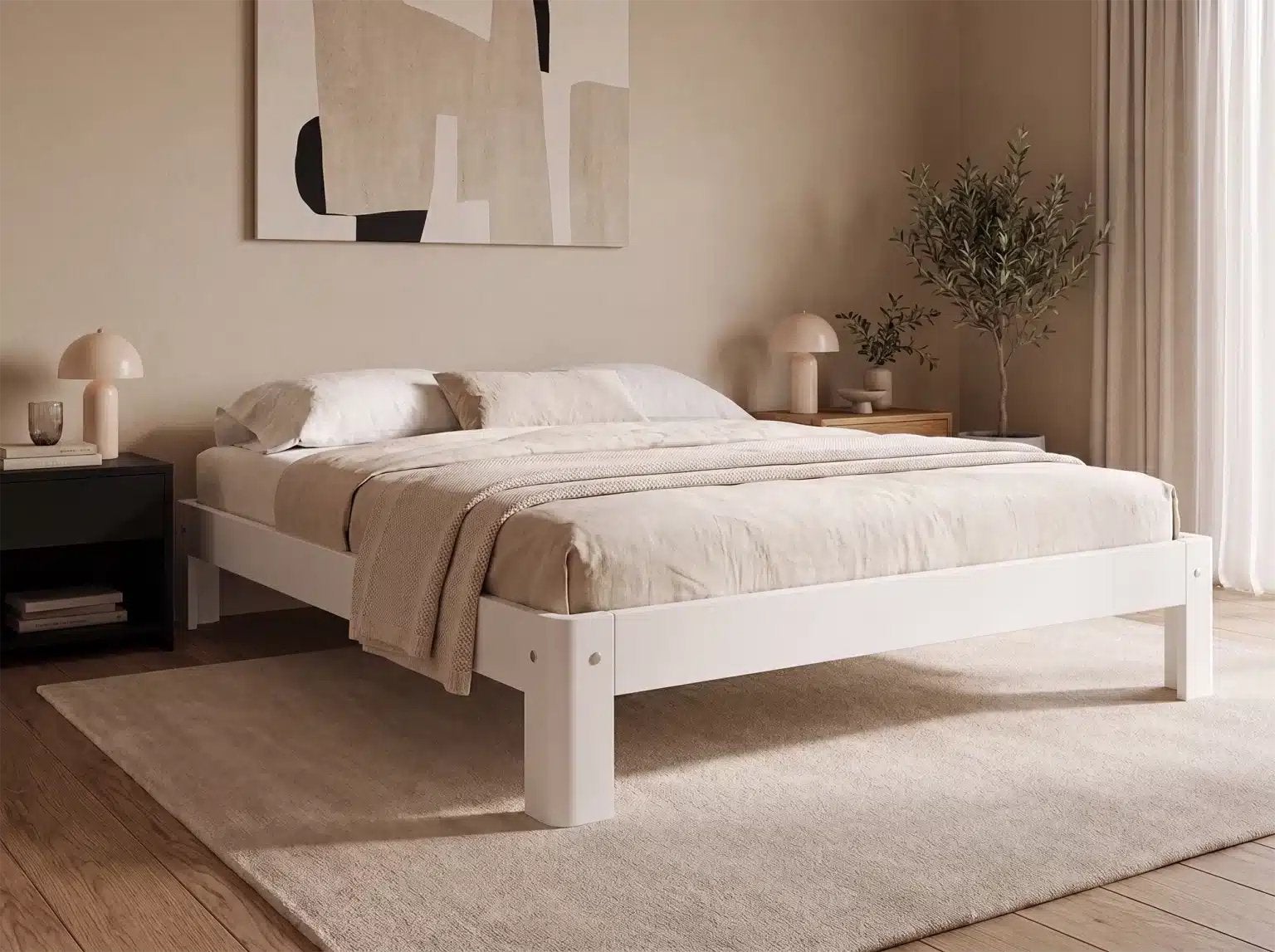 Auping Auronde Bed Wit + Matrassen, Ophalen, Verstelbaar, Wit, Tweepersoons