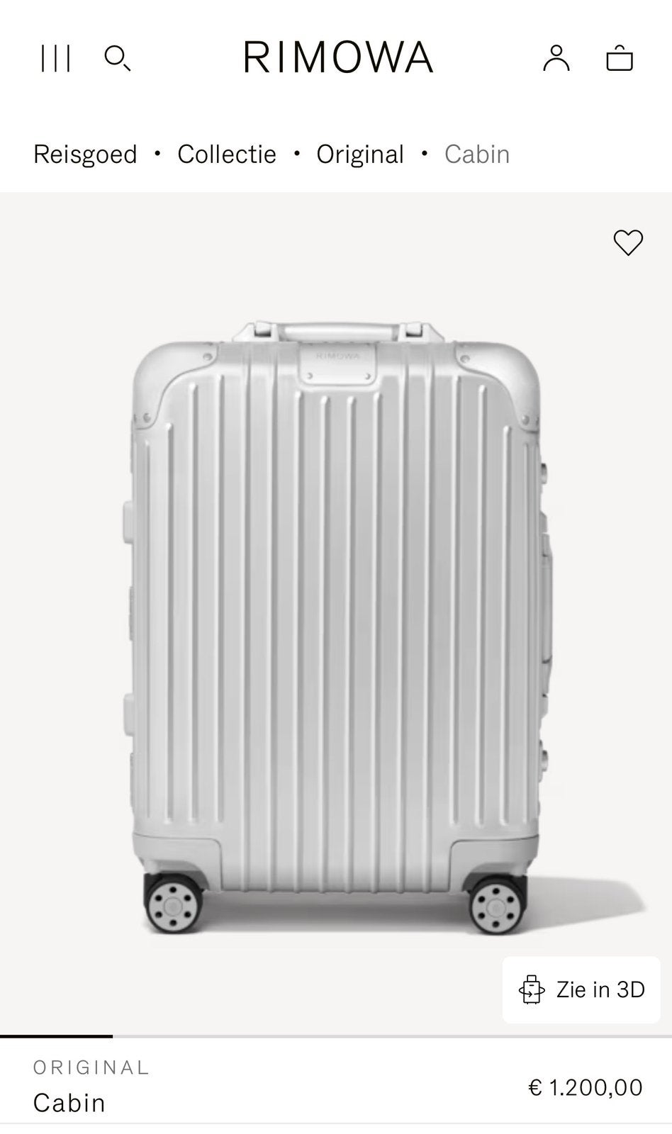 NIEUWE RIMOWA ORIGINAL CABIN REIS KOFFER / TROLLEY - SILVER, Sieraden, Tassen en Uiterlijk, Koffers, Ophalen, Nieuw, 70 cm of meer