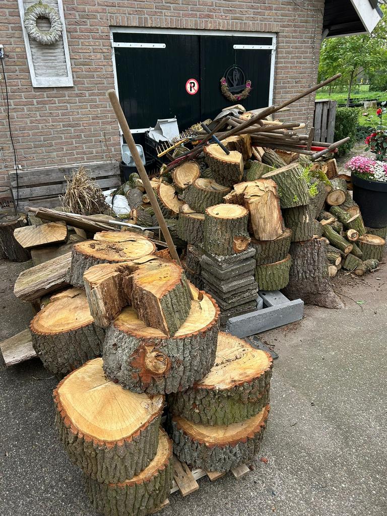 Eiken brandhout, 3 tot 6 m³, Ophalen of Verzenden, Eikenhout, Blokken