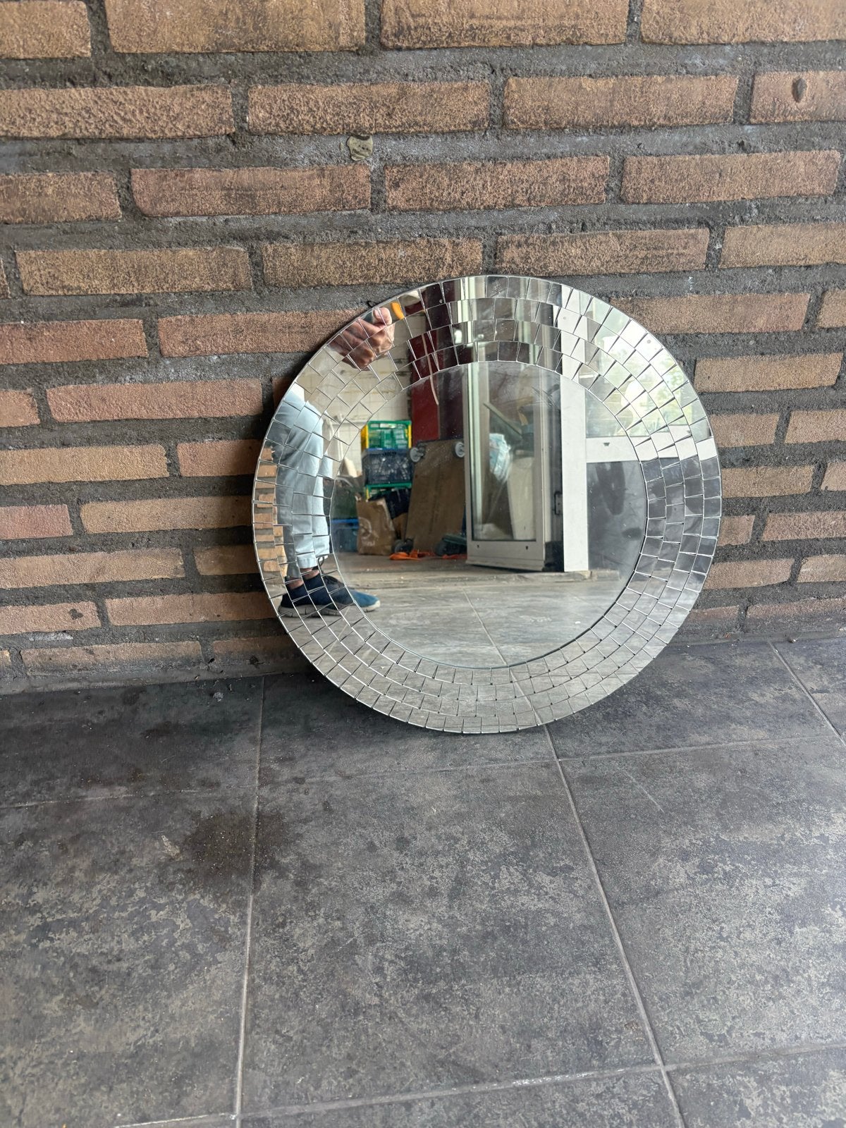 IKEA Tranby vintage spiegel - Mozaïek rond, Ophalen, Gebruikt, Rond, Minder dan 100 cm