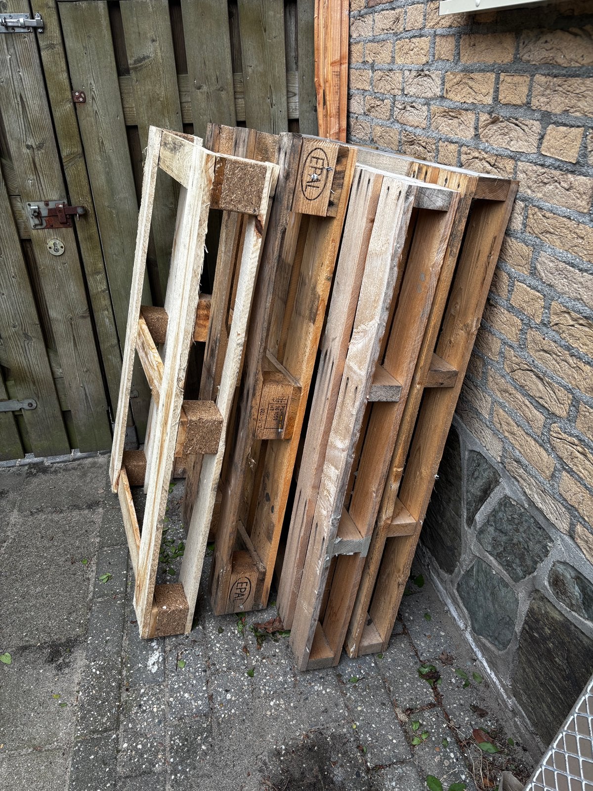 Houten pallets 4 stuks, Ophalen, Overige houtsoorten