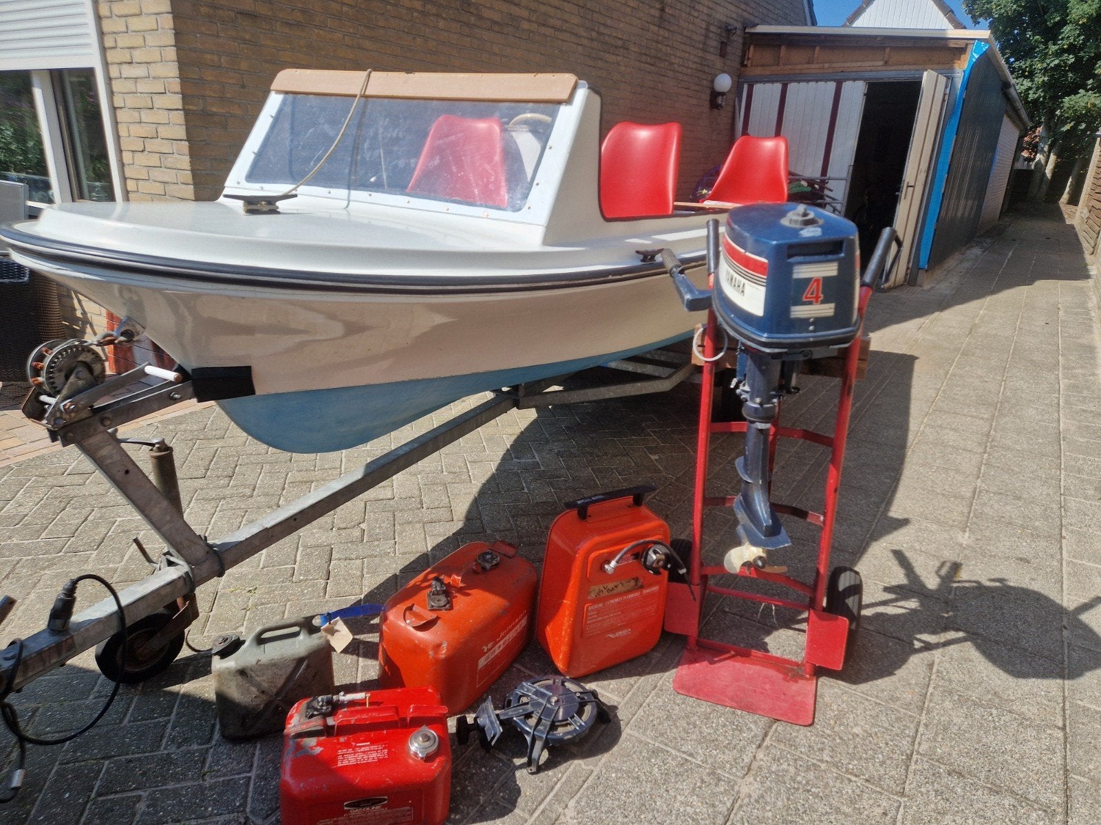 visboot toerboot plezier boot trailer, Watersport en Boten, Ophalen, Minder dan 70 pk, Elektrische start, Buitenboordmotor