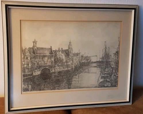 Grote Ets Aelbrechtskolk Rotterdam Wim Beeke, Antiek en Kunst, Kunst | Etsen en Gravures, Ophalen