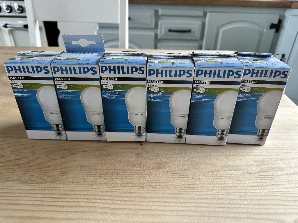 6x Philips Master Softone spaarlampen, 9W 425 lumen, Huis en Inrichting, Lampen | Losse lampen, Ophalen of Verzenden, Nieuw, E27 (groot)