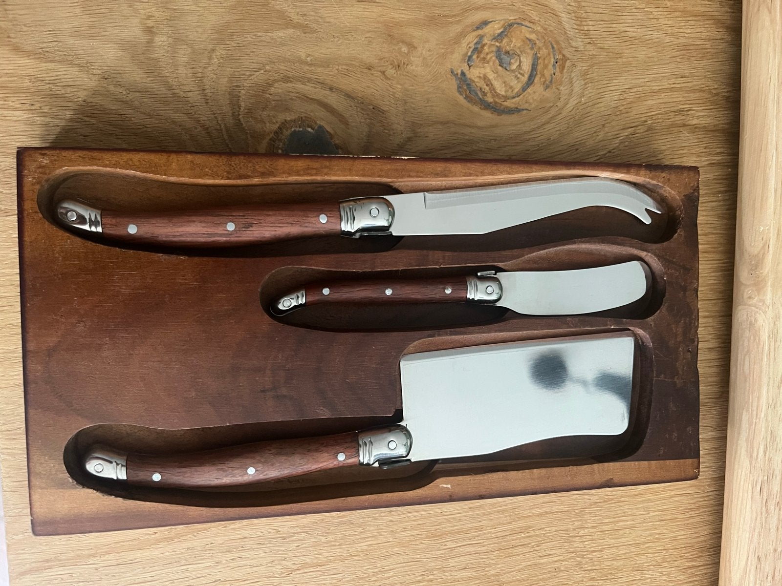 Kaasmessenset - 3-delig met houten handvat, Ophalen, Gebruikt, Los bestek, Laguiole