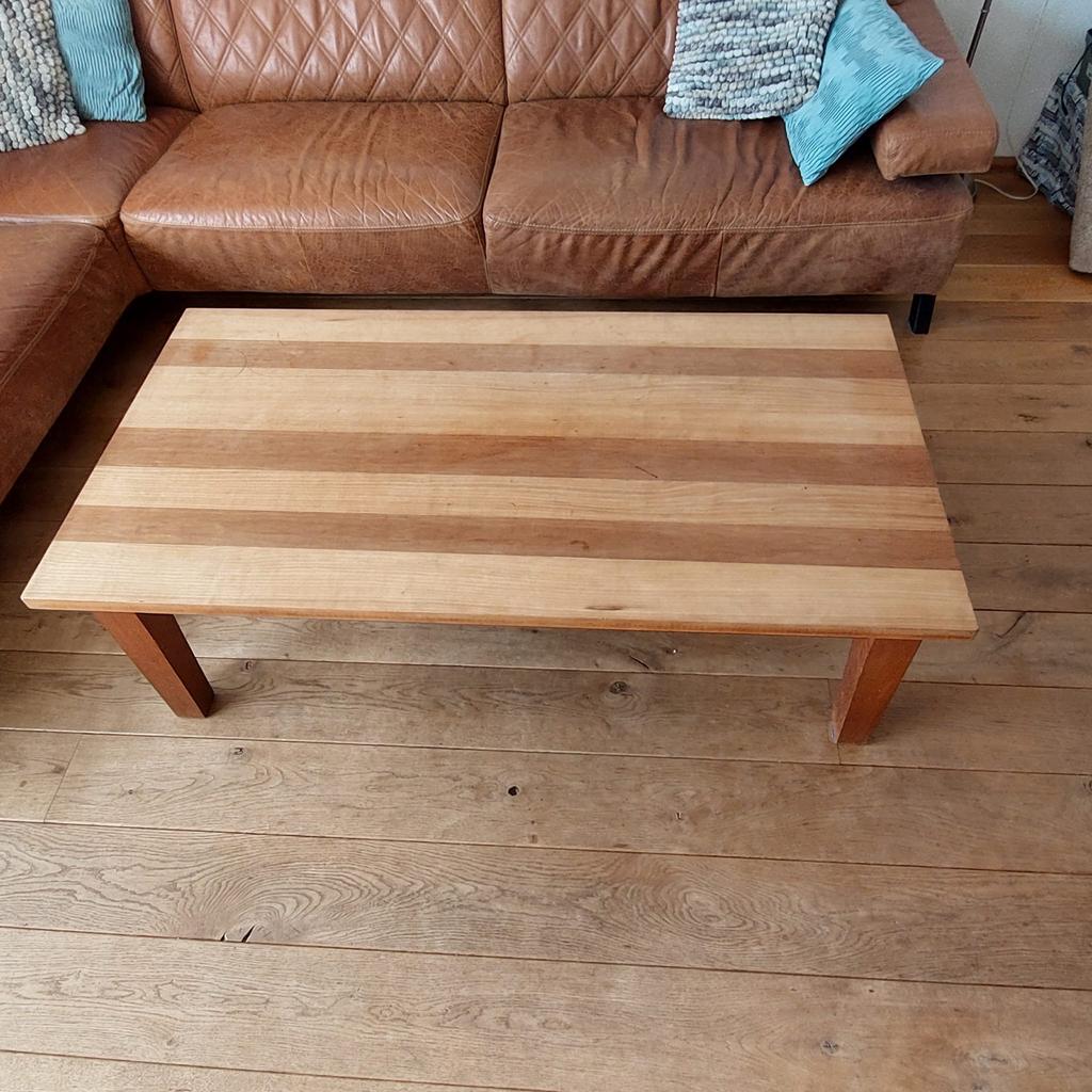 Massief kersenhouten salontafel, geolied, Ophalen, Gebruikt, 100 tot 150 cm, 50 tot 100 cm