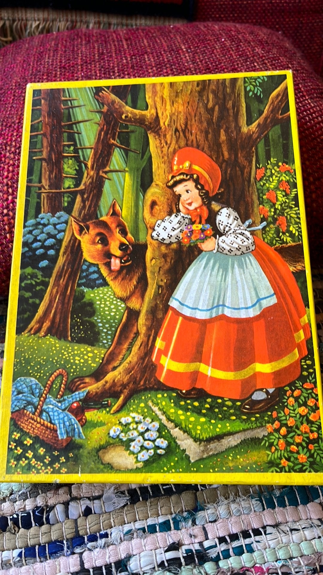 Vintage Legpuzzel- Roodkapje en de Boze Wolf, Antiek en Kunst, Ophalen of Verzenden