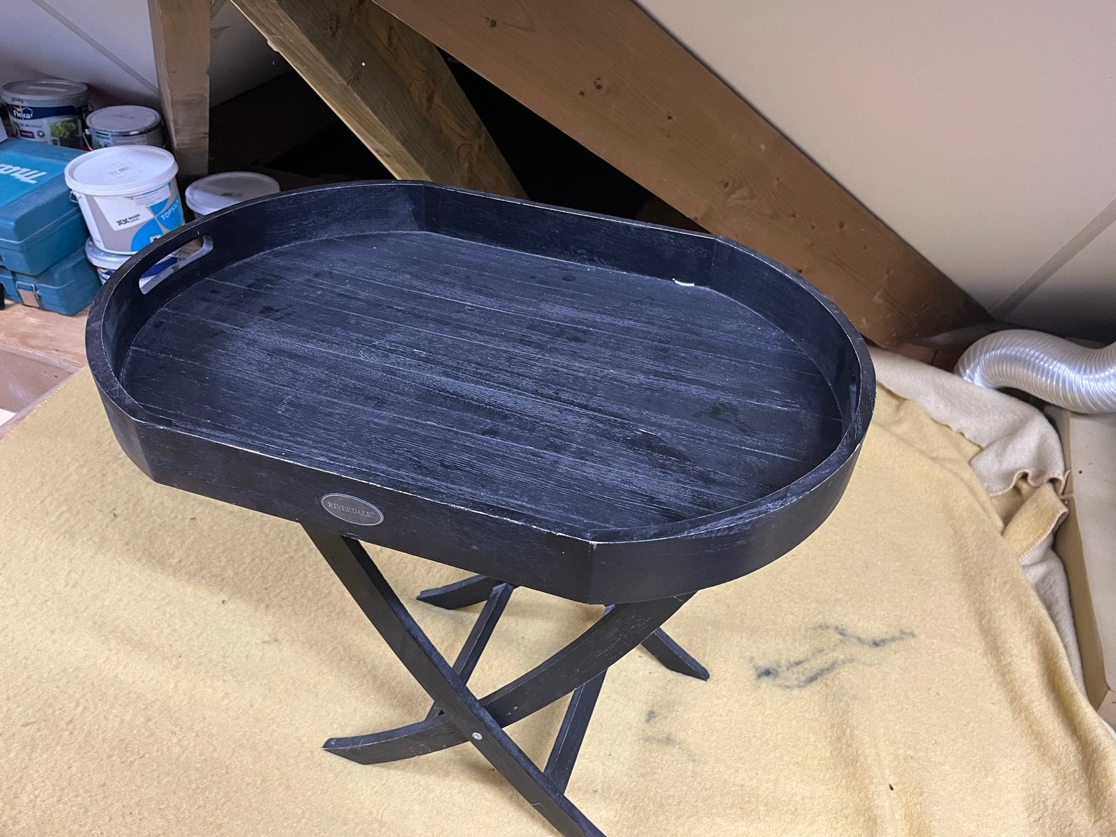 Riverdale bijzettafel met afneembaar dienblad, Gebruikt, 55 tot 75 cm, Ovaal, Hout