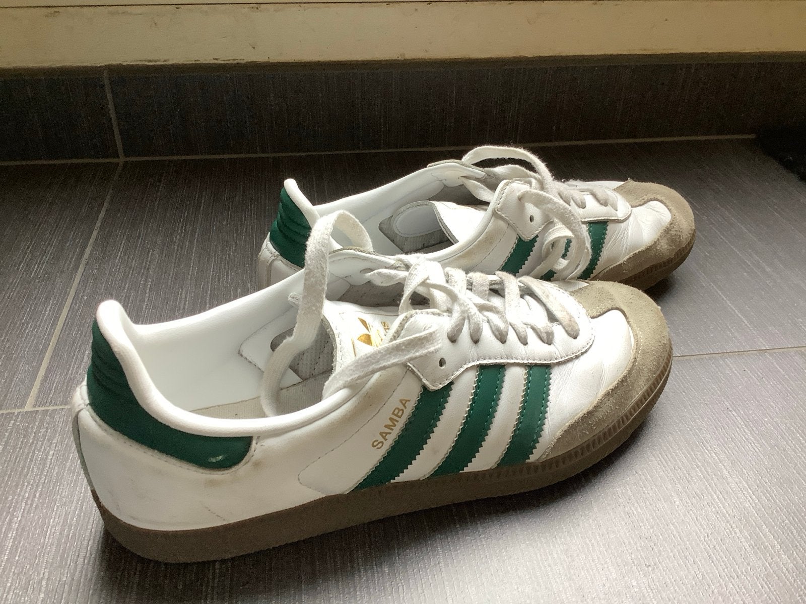 Adidas Samba OG sneakers wit/groen - Maat 41 1/3, Ophalen of Verzenden, Gedragen, Wit, Sneakers of Gympen
