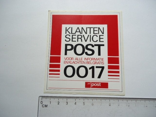 sticker oud Brievenbus POST PTT oldtimer klanten service ret, Verzenden, Zo goed als nieuw, Bedrijf of Vereniging