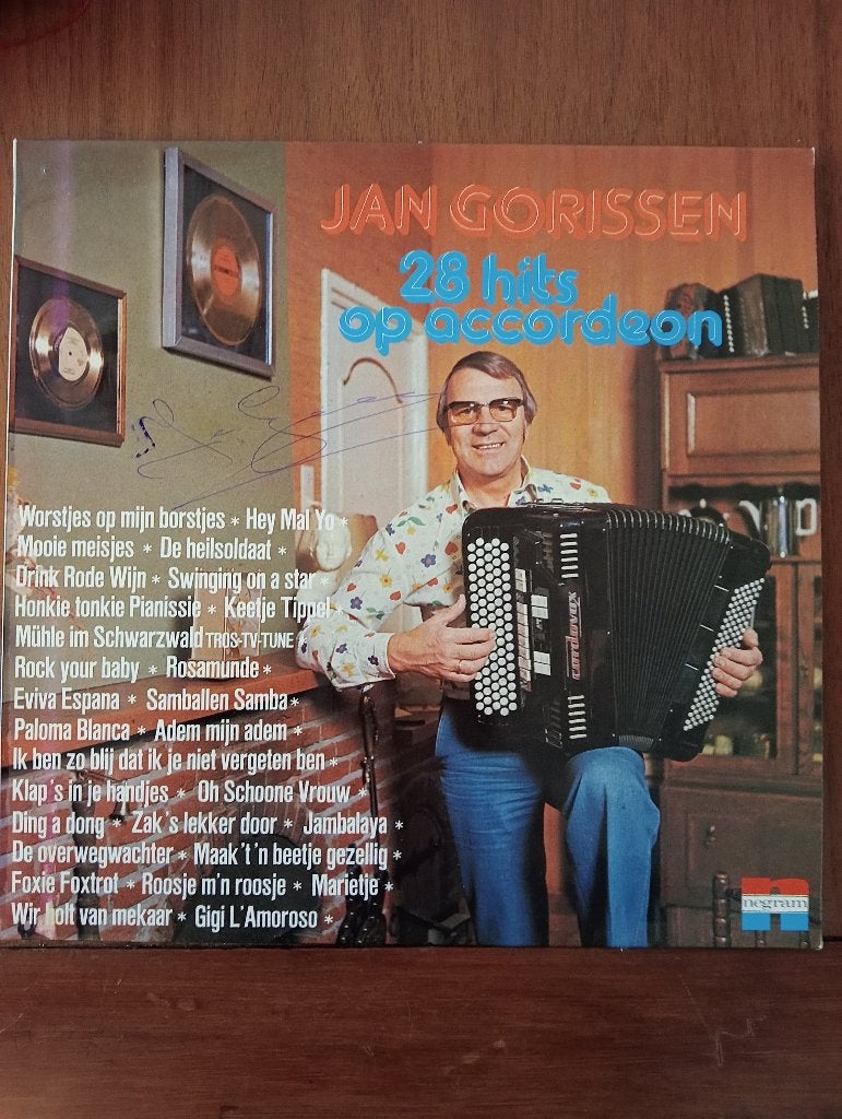 Gesigneerd! Jan Gorissen 28 Hits Op Accordeon (LP Negram), LP, Gebruikt, Pop, Gesigneerd