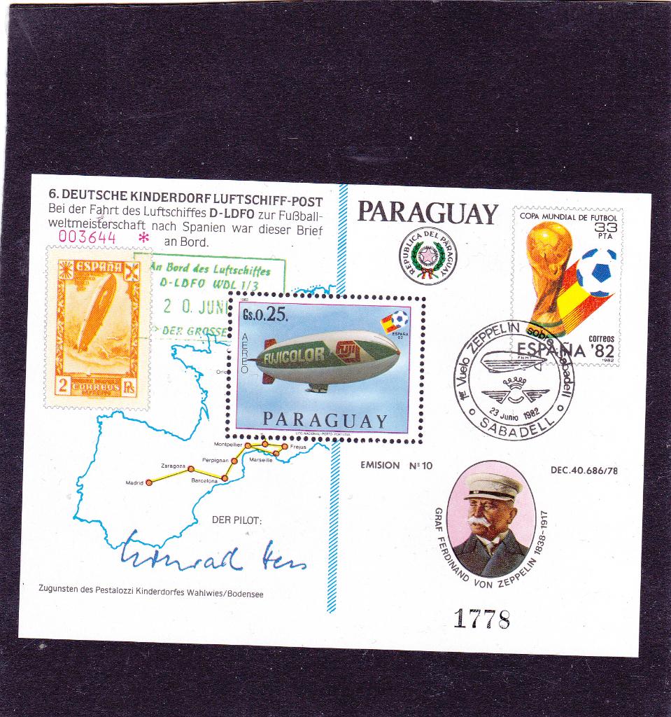Zeppelin Paraguay blok 382 (898), Verzenden, Postfris, Vliegtuigen