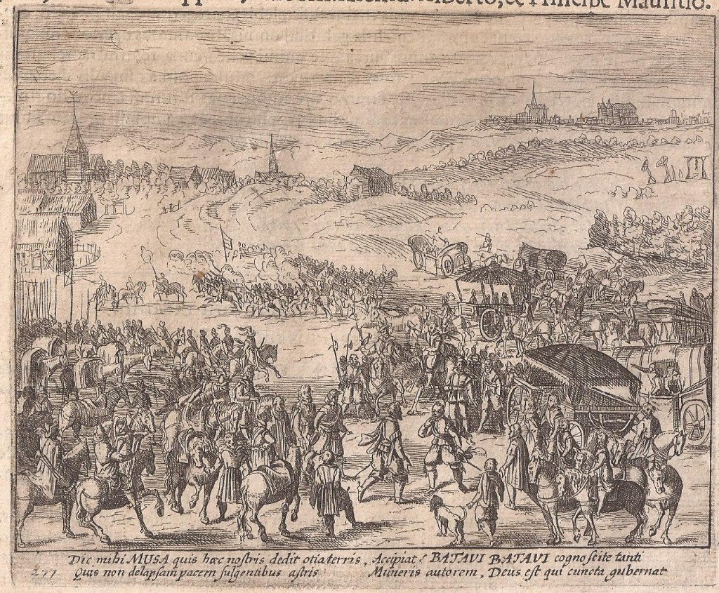 Sub Philippo II, Grubern. Archid. Alberto & Maurits Rijswijk, Gravure, 13 cm, 1600 - 1699, Ophalen of Verzenden