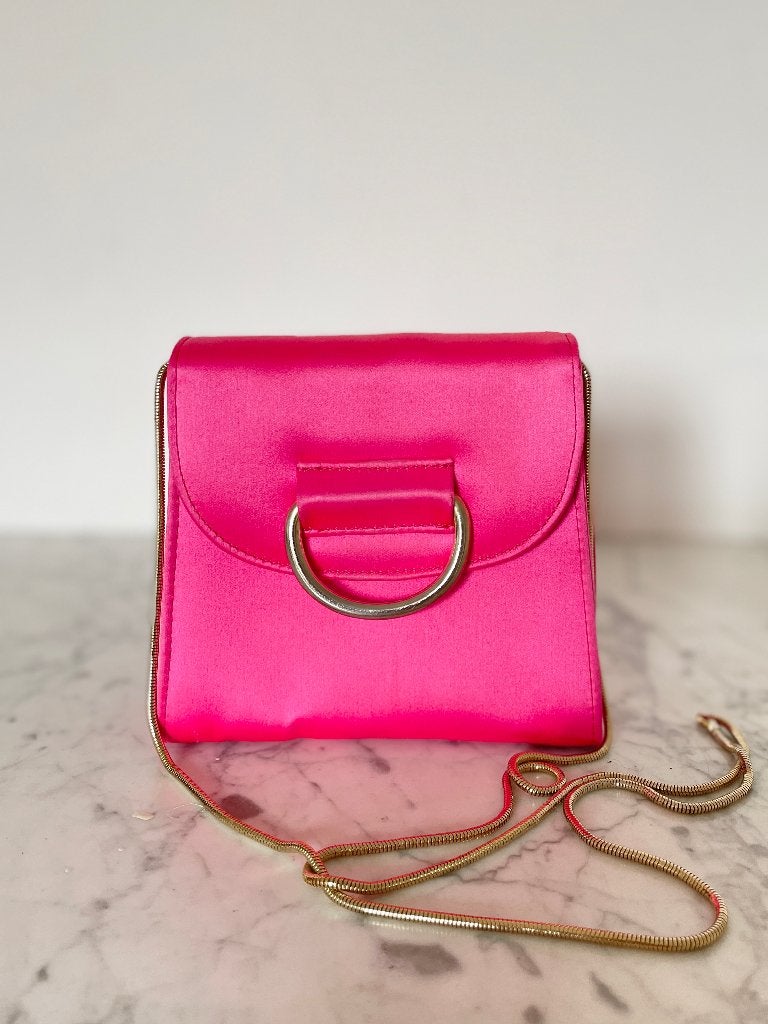 Little Liffner knalroze satin mini bag, np €380, Ophalen of Verzenden, Gebruikt, Roze, Overige merken