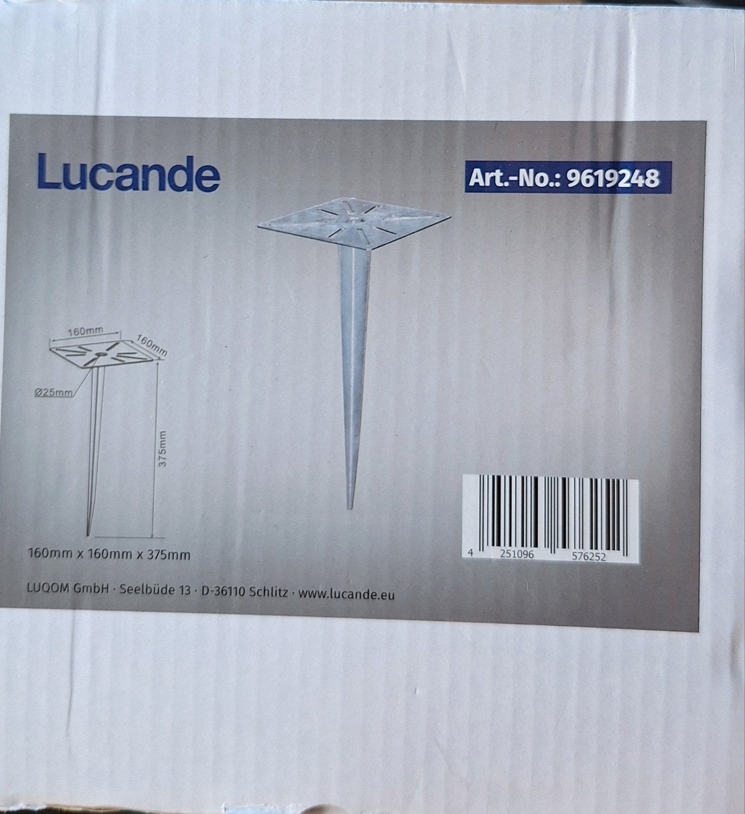 Lucande grondanker 160x160x375mm - Nieuw in doos, Ophalen of Verzenden, Nieuw