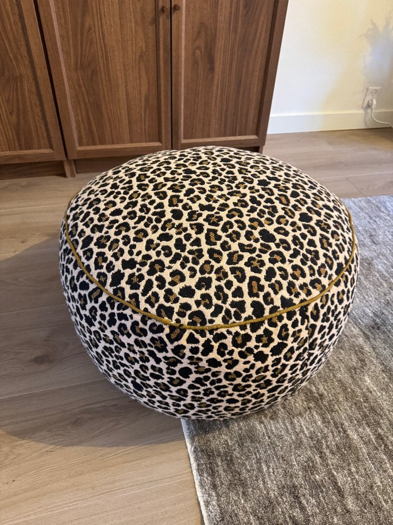 Sissy-Boy Bruine poef met leopard patroon, Ophalen, Panterprint, Zo goed als nieuw, Stof