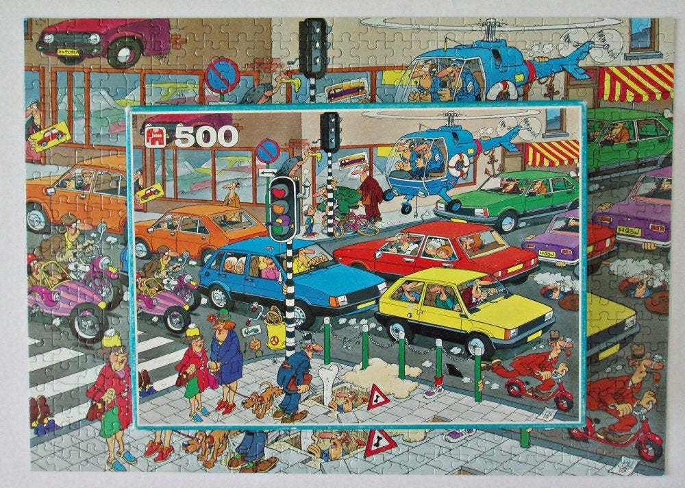 2X Jan van Haasteren Puzzel 500 Stukjes - The Pee Tree, Verzenden, 500 t/m 1500 stukjes, Zo goed als nieuw, Legpuzzel