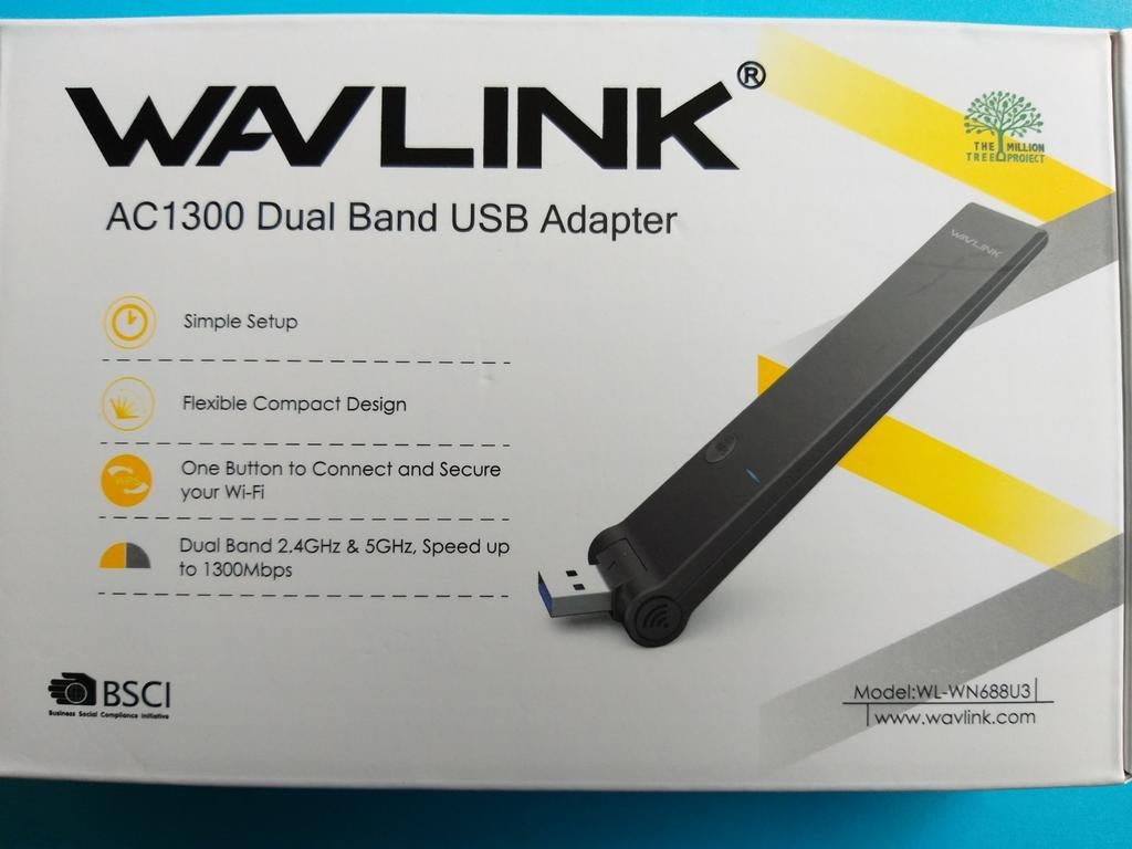 Wavlink USB3.0 Wifi Adapter AC1300 Dualband 6Dbi Antenne, Ophalen of Verzenden, Nieuw, Extern, Wavlink
