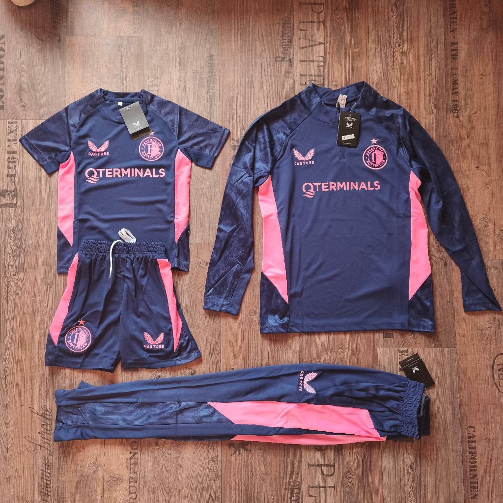 Feyenoord Trainingspak Kinderen Volwassenen Roze Blauw Grijs, Maat XS of kleiner, Verzenden, Nieuw, Set