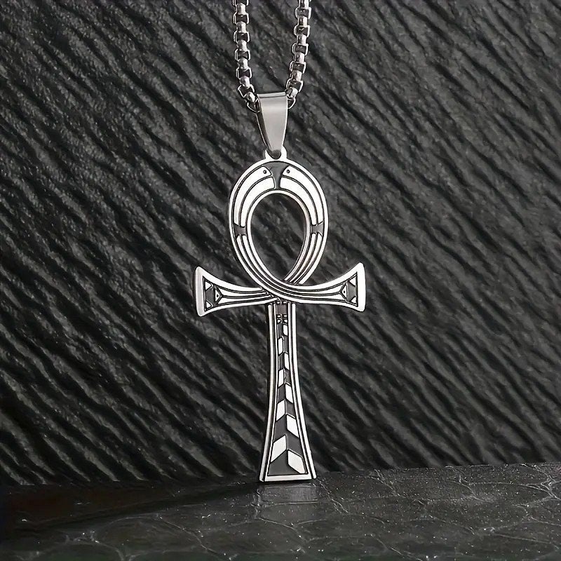 Zilverkleurige Ankh hanger plus ketting nieuw, Ophalen of Verzenden, Nieuw, Zilver, Overige materialen
