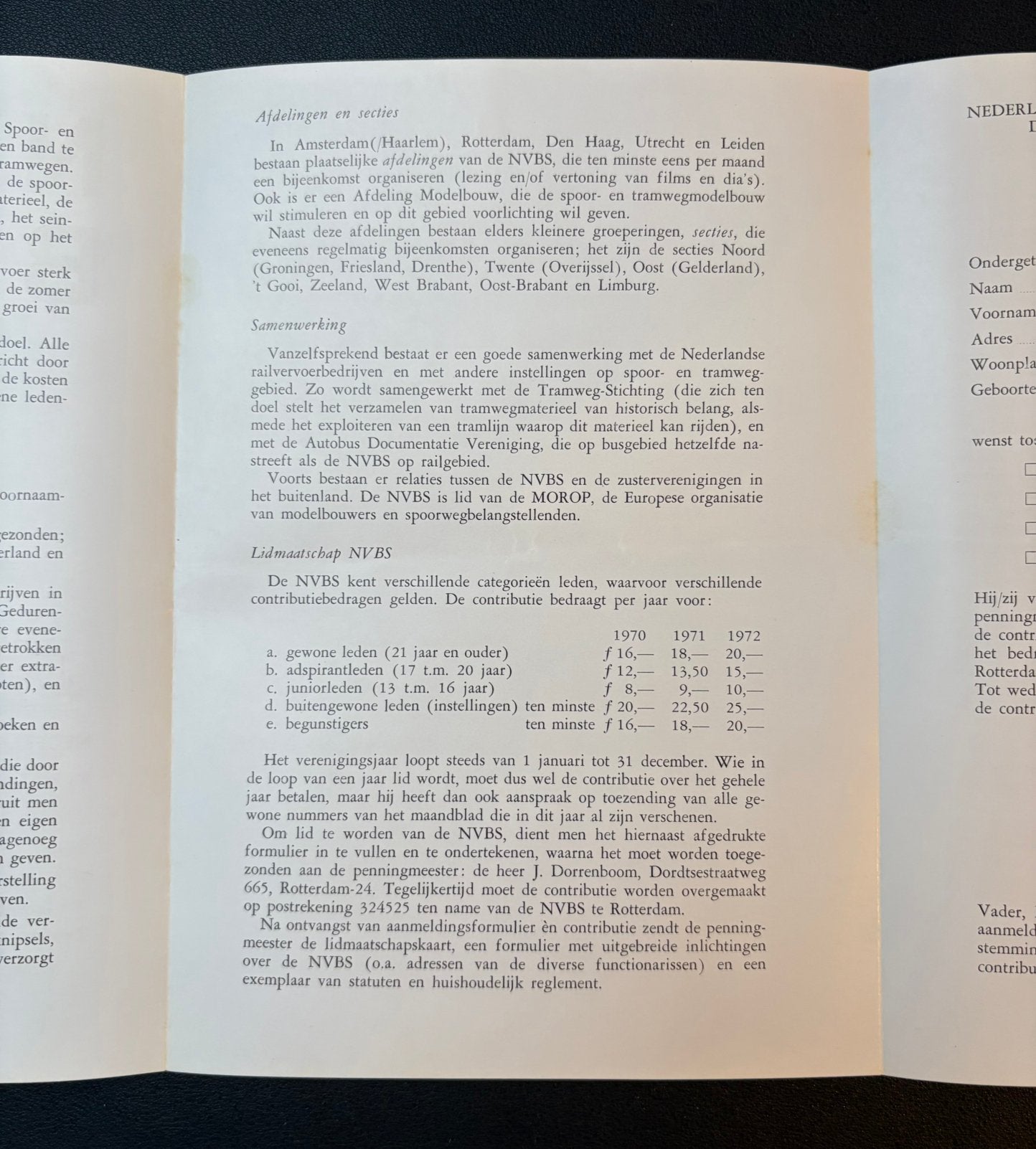 Brochure NVBS (1970), Ophalen of Verzenden, Zo goed als nieuw, Trein, Boek of Tijdschrift