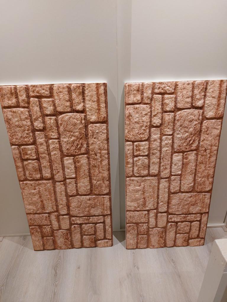 Wandpanelen steenmotief - 6 stuks, Ophalen, Gebruikt, Steen/keramiek, Bruin