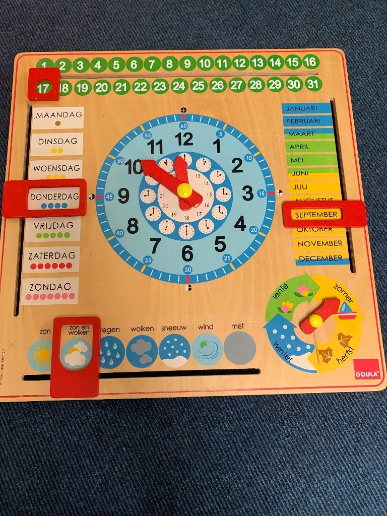 Houten kalenderklok, Kinderen en Baby's, Ophalen, Gebruikt