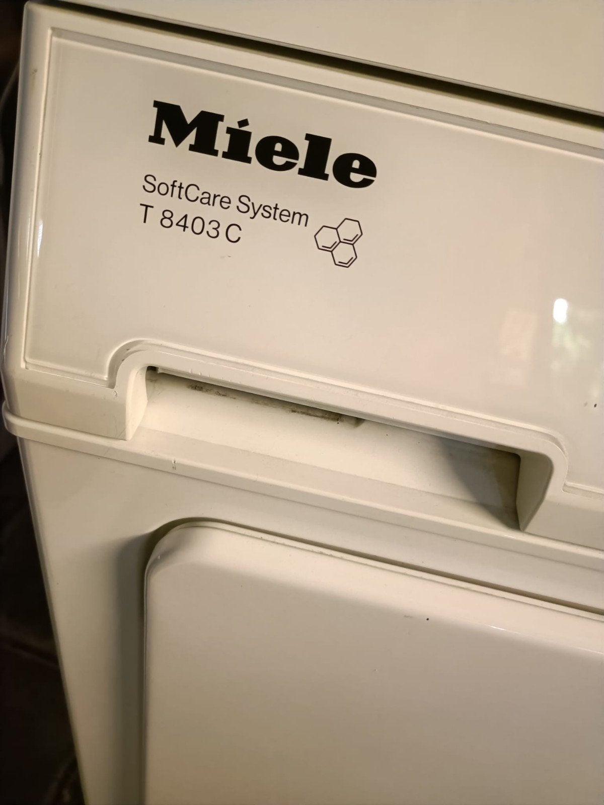 Miele SoftCare System T 8403 C Condensdroger, Witgoed en Apparatuur, Wasdrogers, Ophalen, 6 tot 8 kg, Gebruikt, Anti-kreukfase