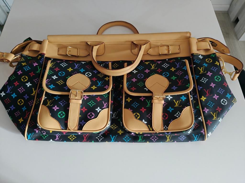 Super mooie weekendtas met echt leer afgewerkt, Sieraden, Tassen en Uiterlijk, Tassen | Reistassen en Weekendtassen, Gebruikt