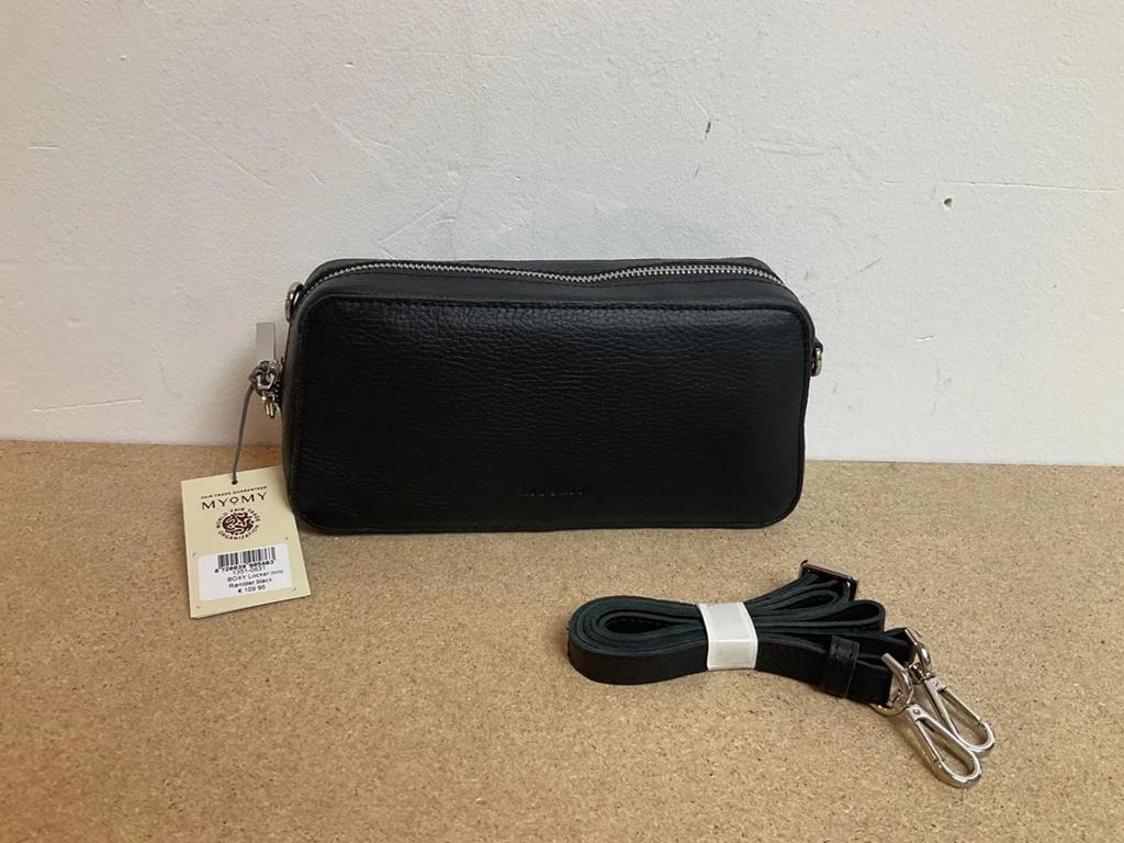 MYOMY BOXY Locker mini Rambler Zwart Leer - Nieuw met label, Ophalen of Verzenden, Nieuw, Zwart, Schoudertasje