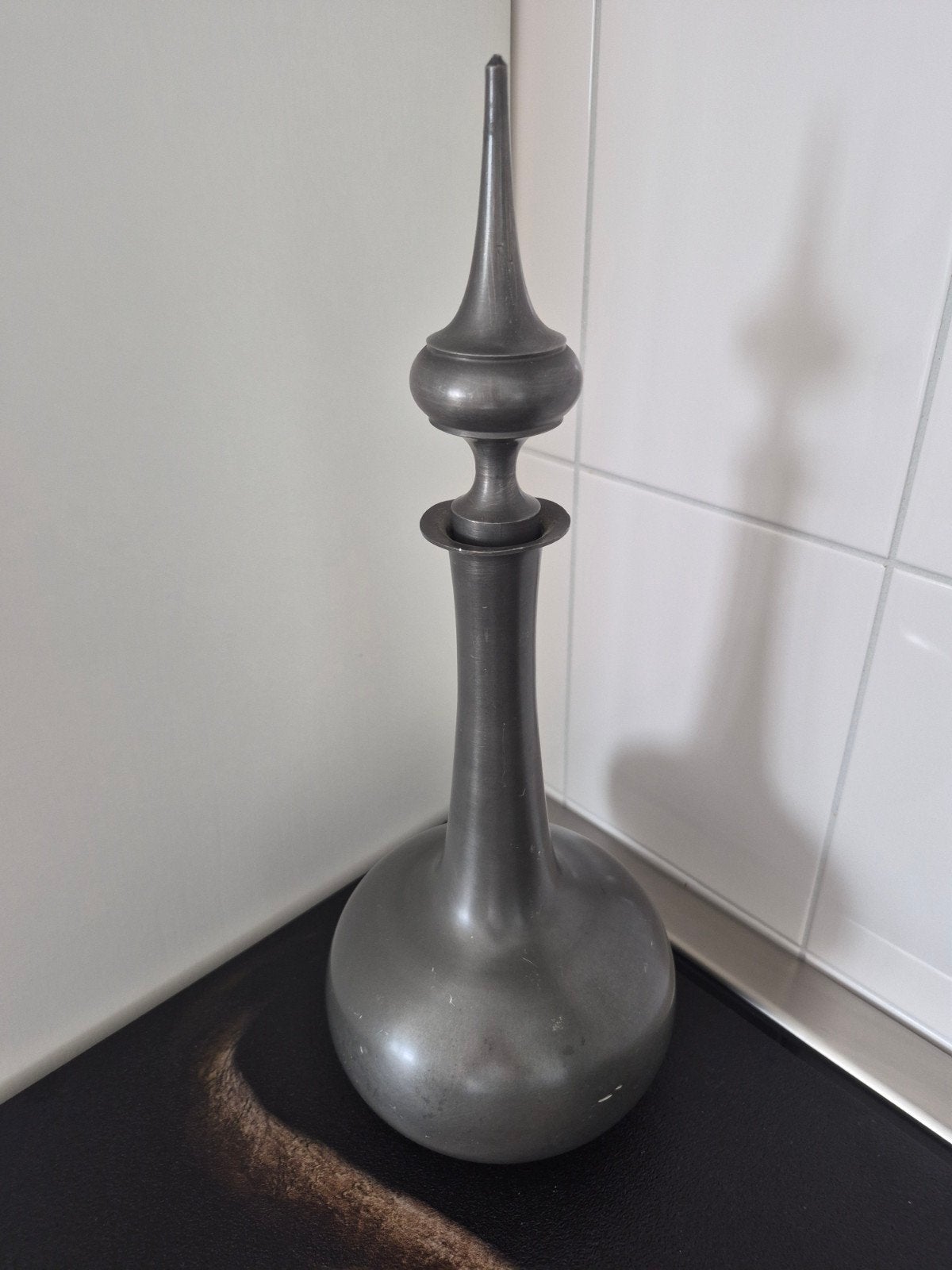 Antieke Tinnen Karaf met Stop - Real Pewter 94%, Antiek en Kunst, Ophalen of Verzenden