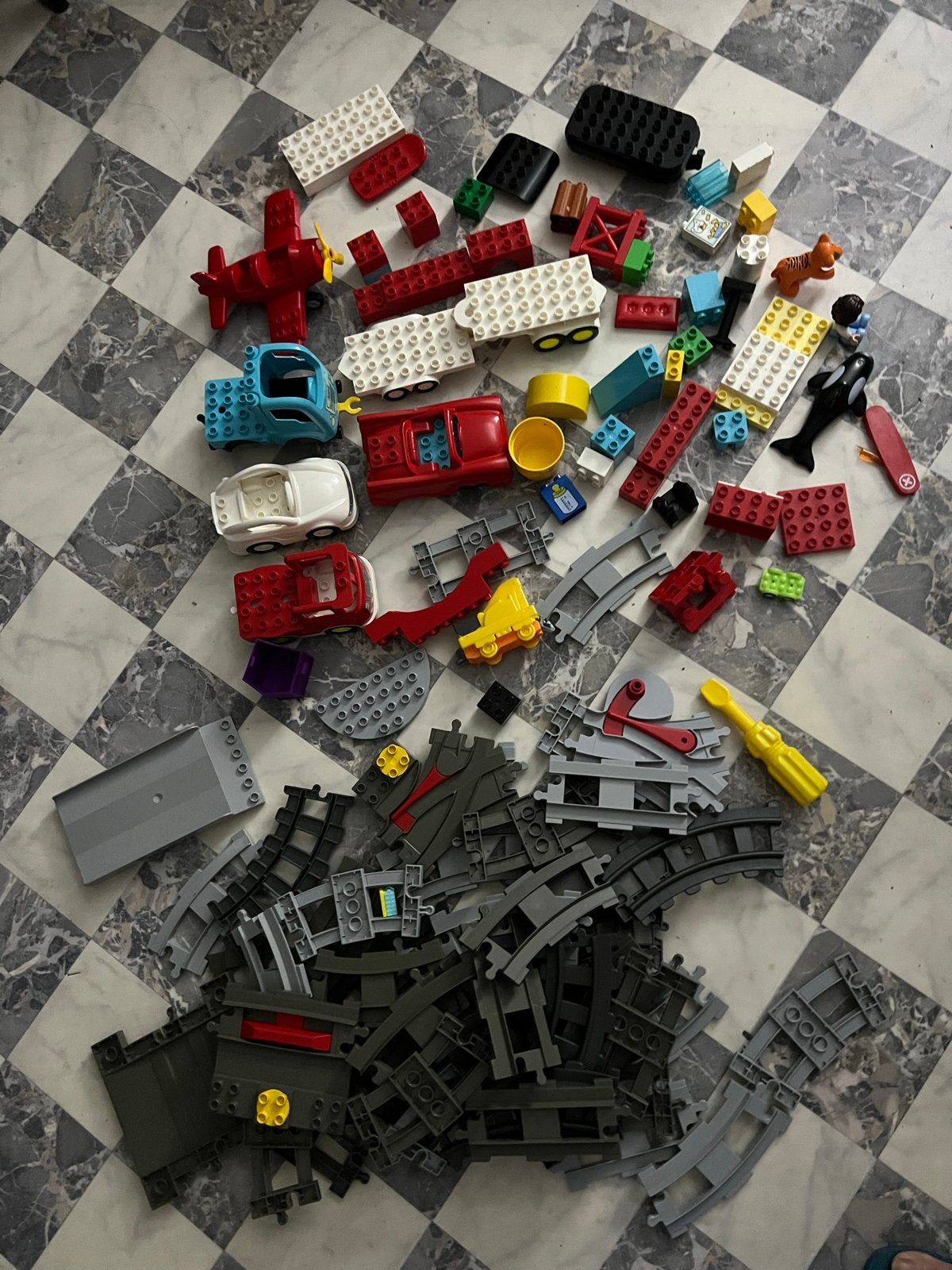 Grote partij Lego  met treinrails en voertuigen, Ophalen of Verzenden, Gebruikt, Overige merken