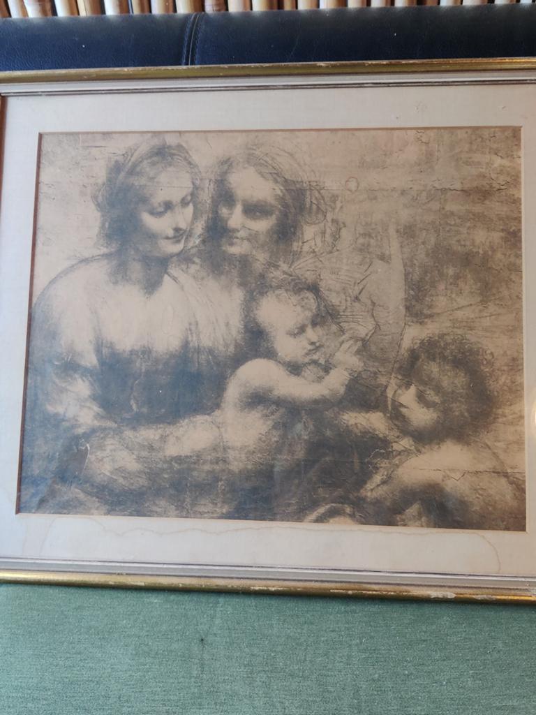Oude reproductie van Leonardo da Vinci tekening, Antiek en Kunst, Ophalen of Verzenden