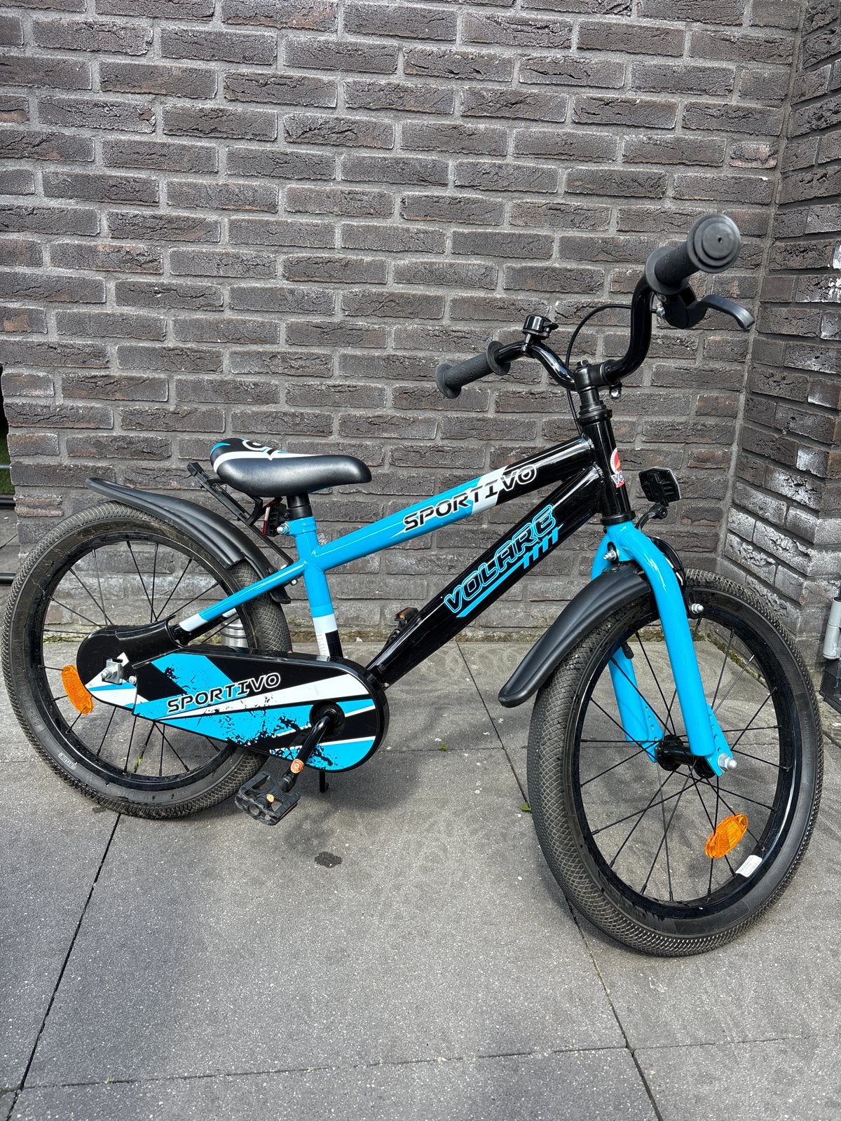 Volare Sportivo jongensfiets 18 inch - Zwart/Blauw, Ophalen, Terugtraprem, Zijwieltjes, 16 tot 20 inch