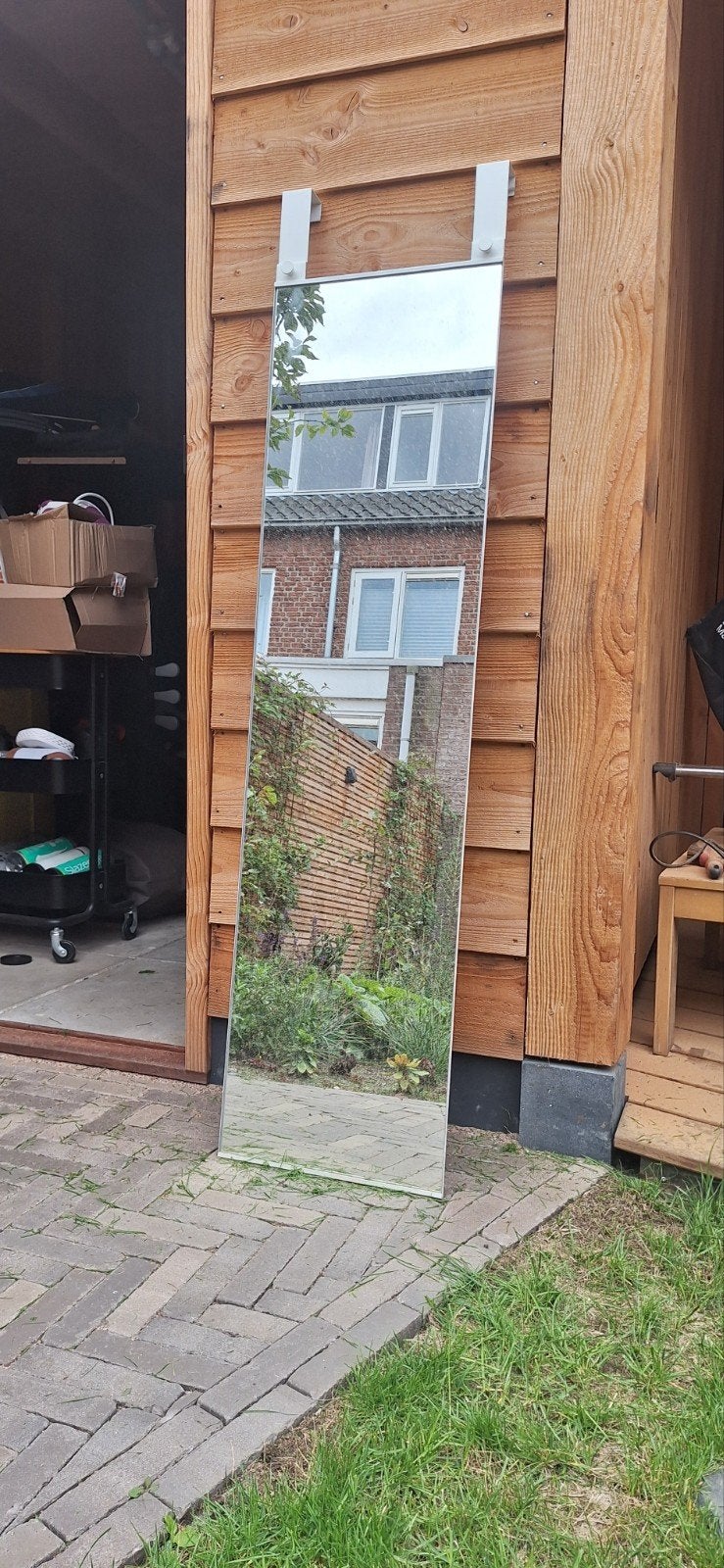Spiegel deur/kast/wand Ikea Garnes, Huis en Inrichting, Ophalen, Minder dan 50 cm, Zo goed als nieuw, 150 tot 200 cm